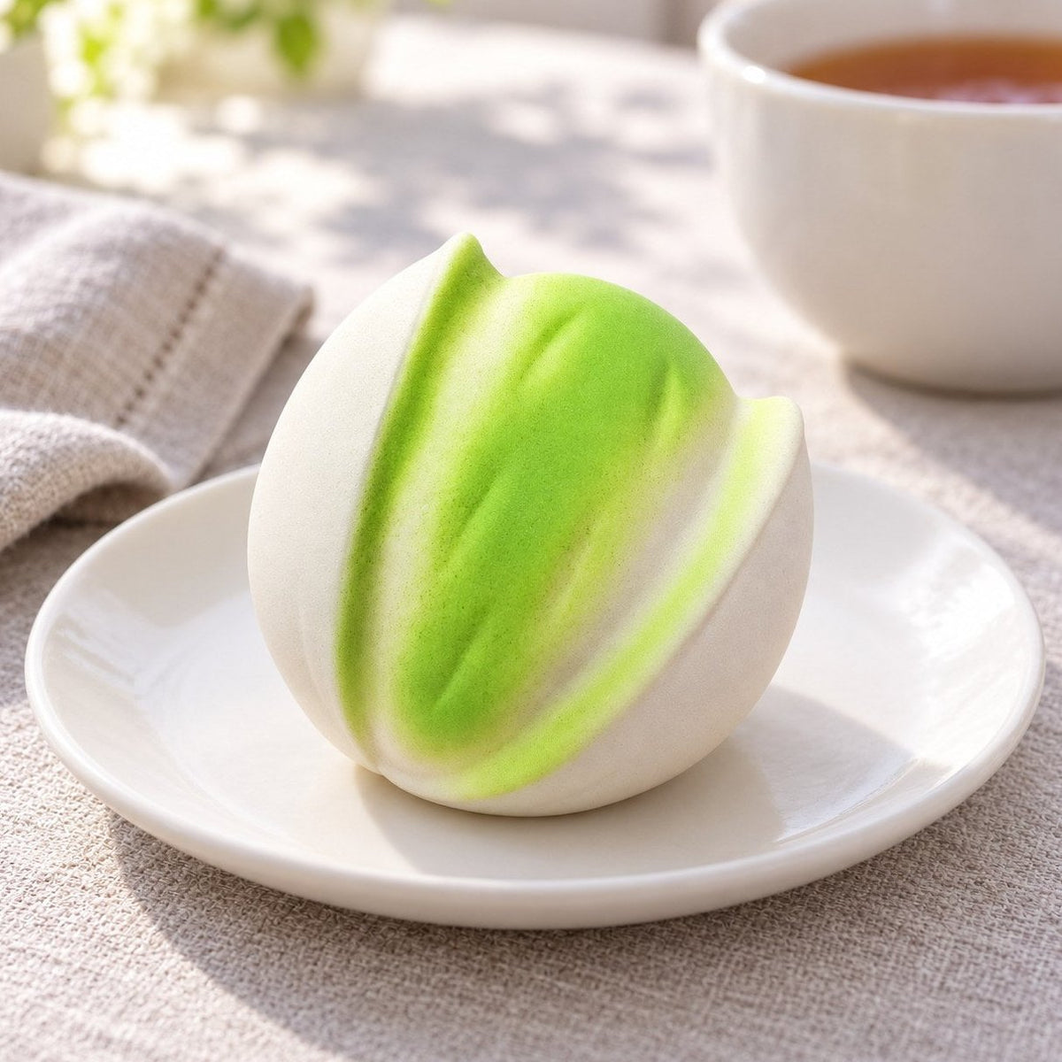 A colazione: squishy pistacchio posato su un piatto
