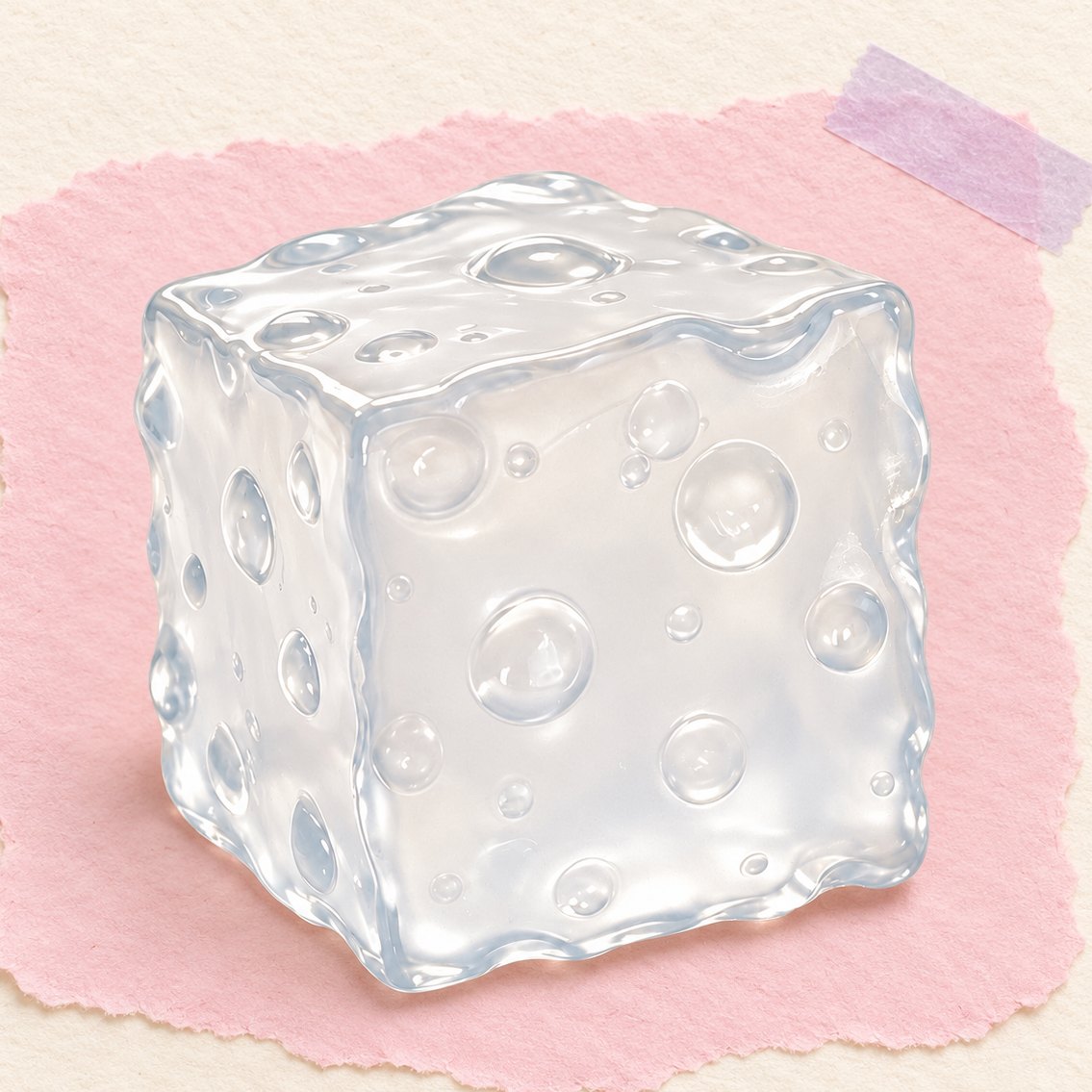 Squishy de queijo em gelatina, gigante e moldável, em branco sobre papel pastel