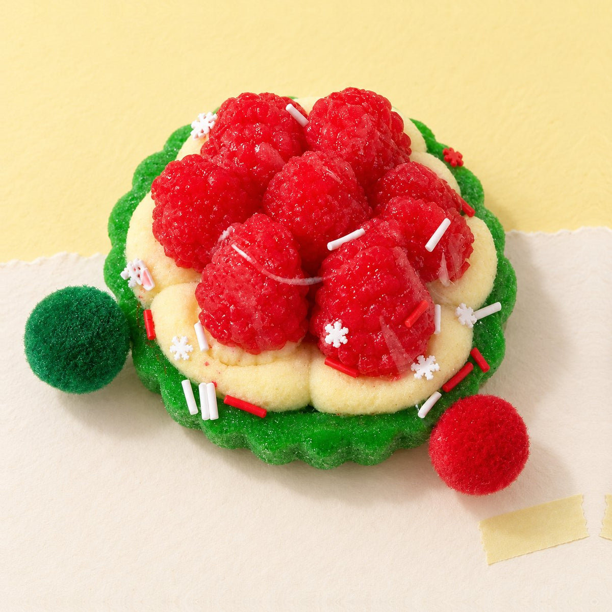 Squishy de tarta de frutos rojos de Navidad, tartaleta de frambuesas