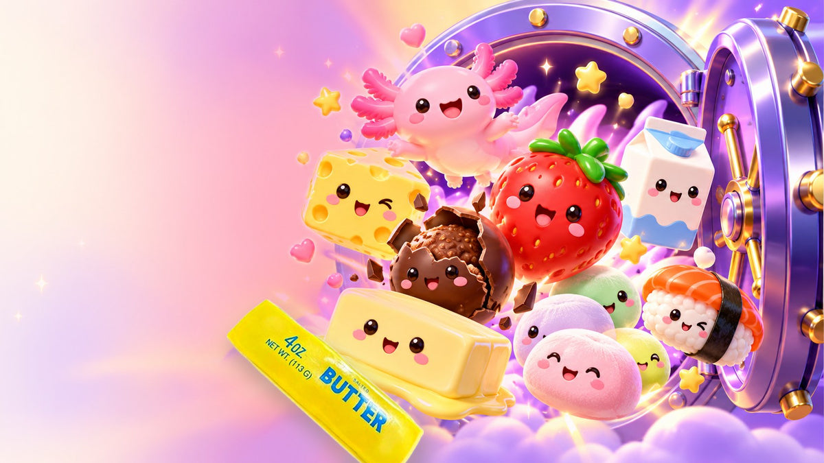 Squishy Vault: Squishys purzeln aus einem offenen Tresor