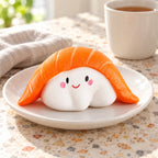 Sushi squishy slow rising soft, on a plate on a breakfast table