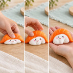 Sushi squishy slow rising soft, squished flat, half risen and fully back in shape