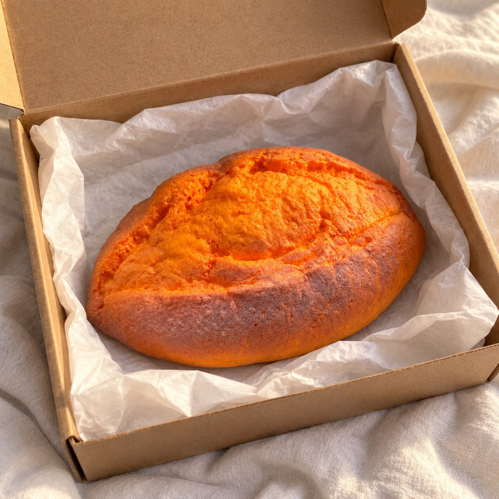 Baked Sweet Potato Squishy, Slow Rising PU, unboxed from a parcel with tissue paper