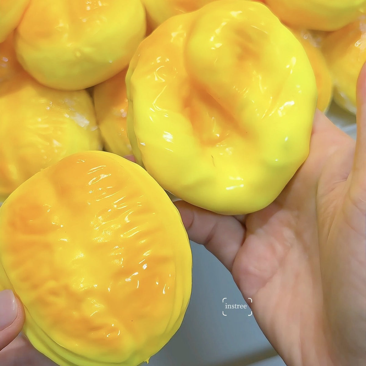 Squishy crunchy massa frita, feito à mão, squishy taba
