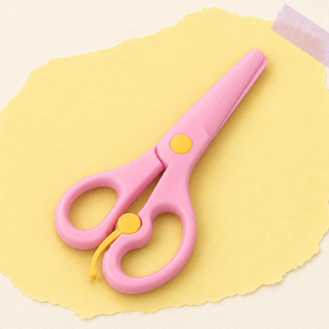 Tijeras infantiles de plástico rosa para squishies de papel