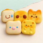 Toast squishy set kawaii – Kawaii Toast Squishy, all 5 faces, product photo on pastel paper