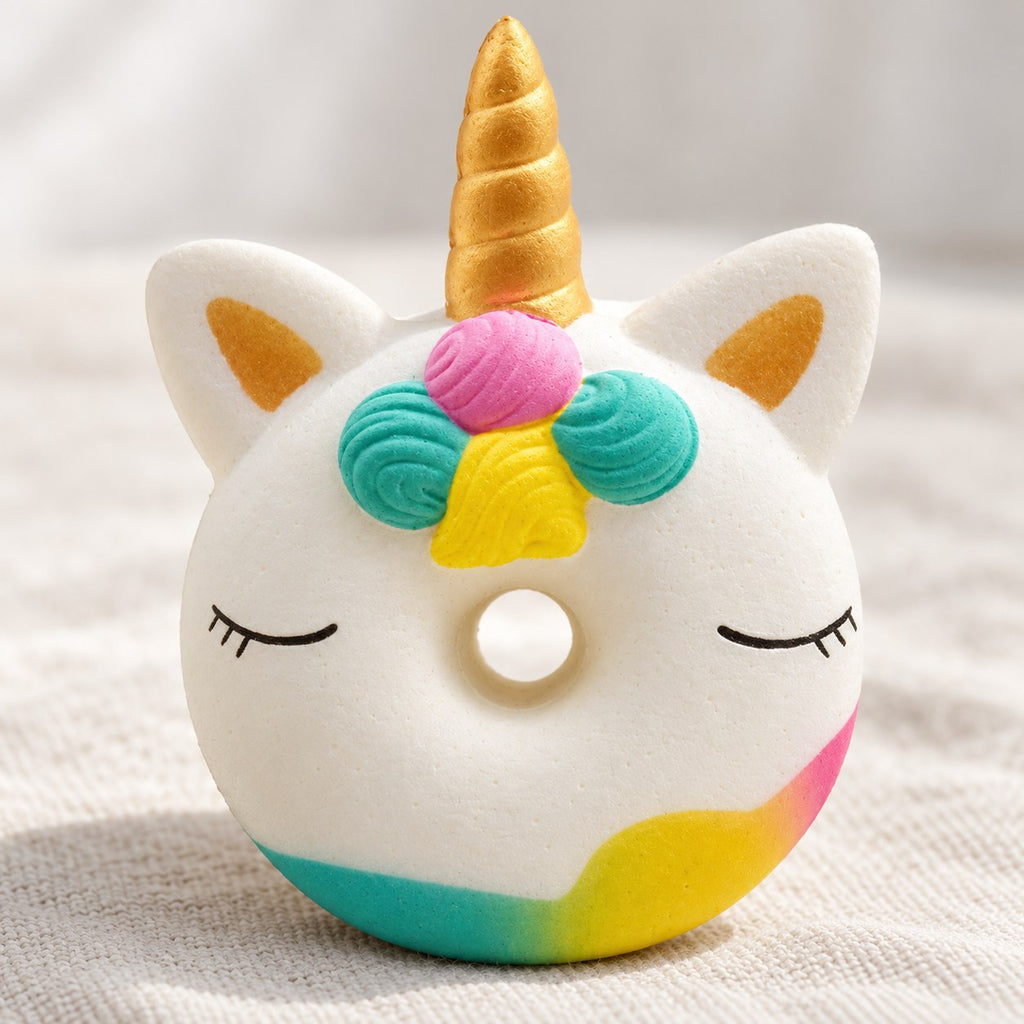 Unicorn Donut Squishy, Slow Rising and Scented, close-up of the surface and details