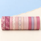 Washi tape 12 rollen – Washi Tape Box für Papier-Squishys, 12 Rollen (Weiß und Mint), Produktfoto auf Pastellpapier