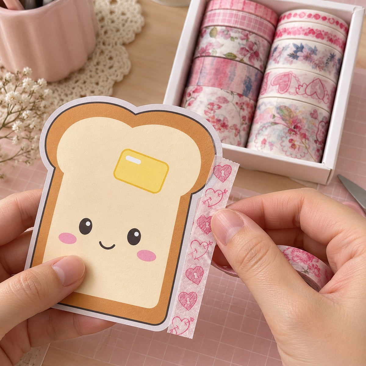 Washi Tape Set für Papier-Squishys, beim Verzieren einer Papier-Squishy-Vorlage