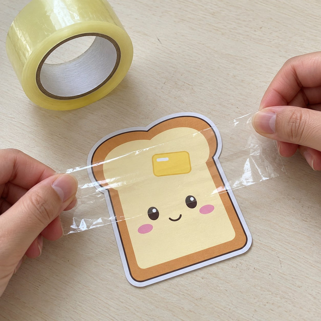 Wide clear tape for paper squishies, pulled tight over a paper squishy template