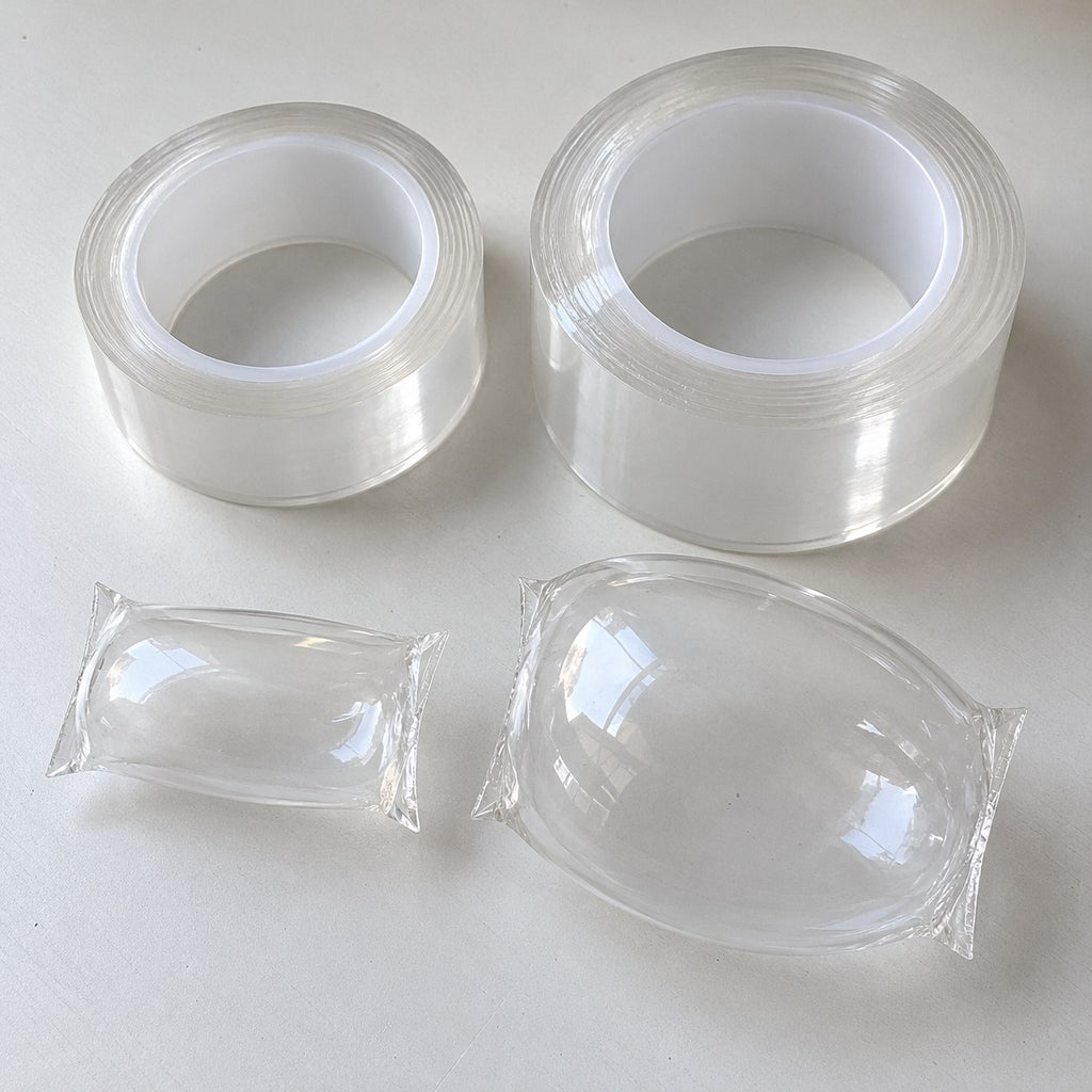 Wide nano tape for big squishy bubbles, bubbles from 3 cm and 5 cm tape compared